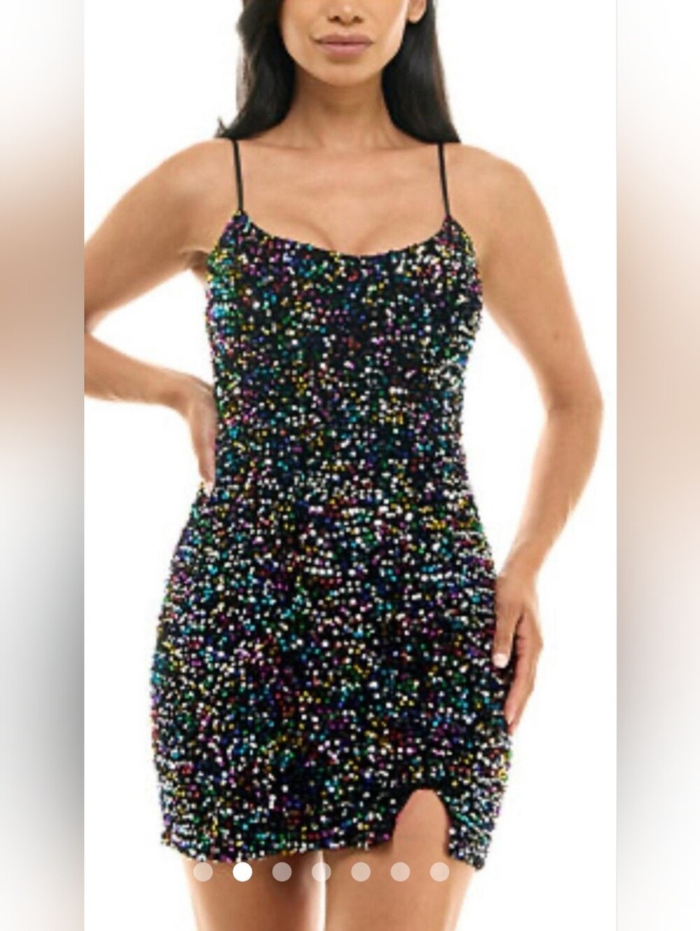 Pear Culture Black Velvet Sequin Slip Dress with Multicolor Sparkle